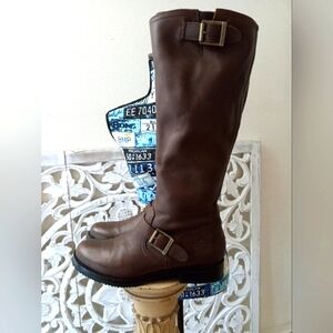 Harley-Davidson Genuine Leather PHOEBE SZ 8.5 Women's Brown Double Buckle Boots